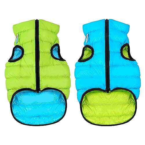 AirVest Reversible Hundekleidung, Hundejacke, Hundemantel, Wasserdicht, Windichte, Praktische Tasche, Koralle + Grau, Größe L: 65x89x65 cm von DOGGY