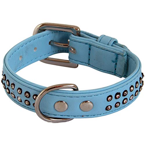Doggy Glamorous Katzenhalsband, 2 Reihen, 2,0 x 30 cm, Blau von Doggy
