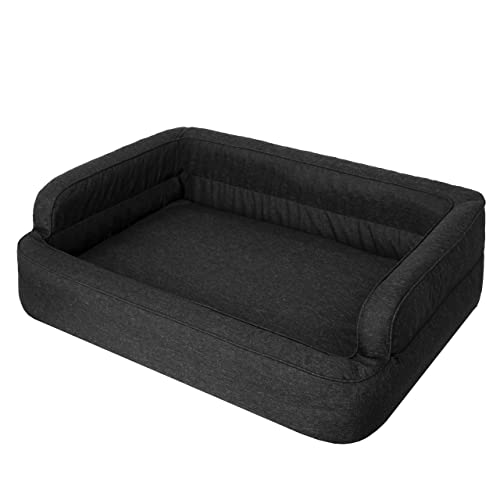 Doggy Hundebett, Katzenbett, Hundesofa, Abnehmbar Bezug, Hundekorb, Hundekissen, Möbel für Tiere, Hundeliege, Schlafplätze, L: 78x47 cm, Schwarz von Doggy