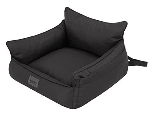 Hundeautositz, Hundebox, Hundebett, Transportboxen, Rückbank, Hundedecke, Hundekörbchen, Katzenbett, für kleine Hunde, Schwarz, (57x55x30 cm) von DOGGY