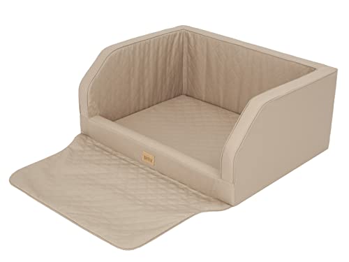 Hundeautositz, Hundebox, Hundebett, Transportboxen, Rückbank, Hundedecke, Kofferraum, für große und mittelgroße Hunde, Beige, (100x80x39 cm) von DOGGY