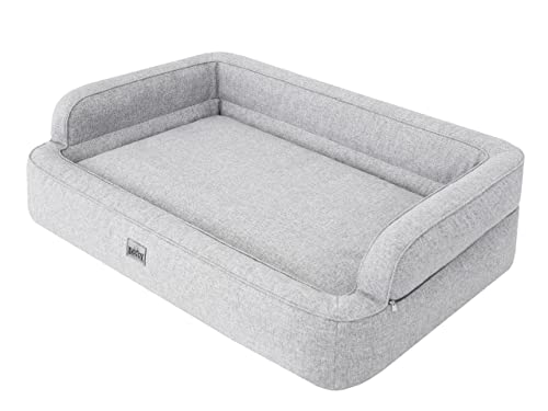 Doggy Hundebett, Katzenbett, Hundesofa, Abnehmbar Bezug, Hundekorb, Hundekissen, Möbel für Tiere, Hundeliege, Schlafplätze, XXL: 117x79 cm, Asche von Doggy