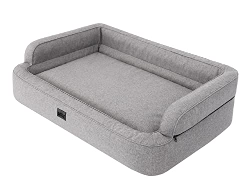 Doggy Hundebett, Katzenbett, Hundesofa, Abnehmbar Bezug, Hundekorb, Hundekissen, Möbel für Tiere, Hundeliege, Schlafplätze, XXL: 117x79 cm, Grau von Doggy