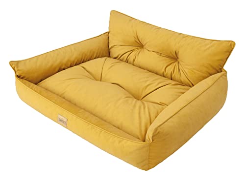 Hundebett Haustierbett Hundeliege Gesteppt Hundekissen Bett Sofa Hundematratze Tierbett Hundesofa Matratze, Gelb Fancy, L - 64 x 49 cm von DOGGY