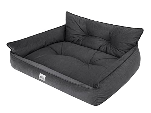 Hundebett Haustierbett Hundeliege Gesteppt Hundekissen Bett Sofa Hundematratze Tierbett Hundesofa Matratze, Graphit Fancy, XXXL - 132 x 106 cm von DOGGY