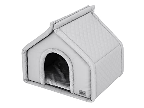 Hundehütte Katzenhütte Hundehöhle Katzenhöhle Hundehaus Katzenhaus Hütte Höhle Hundekissen Katzenkissen Haustierhütte Große R3-60 x 50 cm Asche von DOGGY