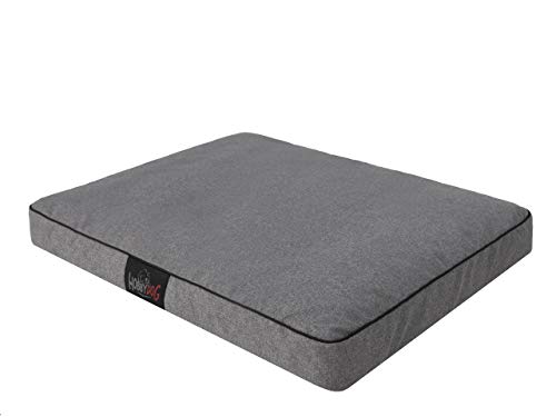 DOGGY Hundematratze Hundebett Katzenbett Haustierbett Hundeliege Ruheplatz Hundekissen Bett Sofa Tierbett Matratze, Dunkelgrau Ökoleinen, L - 90 x 70 cm von DOGGY