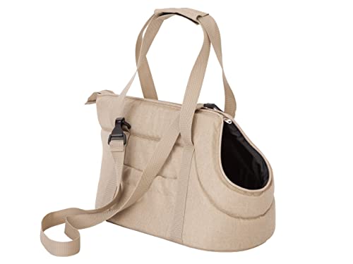 Hundetasche, Hände frei Reisetasche, Transportbox, mit Seitentaschen, Katzentasche, mit verstellbarem Schultergurt, Beige, L: 25 x 43 x 27 cm von Doggy