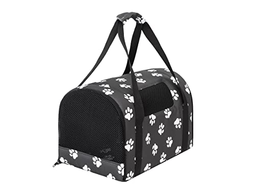 Katzentragetasche, Haustiertragetasche, Faltbare Hundetragetasche Transporttasche Transportbox, für Hunden oder Katzen, Graphit in den Pfoten,Größe 1: 27x39x28 cm von DOGGY