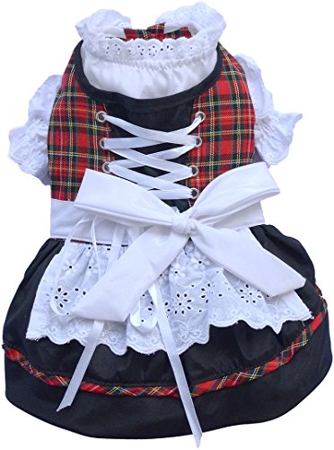 Doggy Dolly DL005 Hunde Dirndl, rot/schwarz Kariert, Größe : XXS von Doggydolly