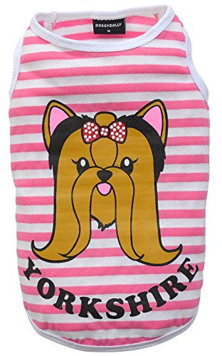 Doggy Dolly T488 Hundeshirt Yorkshire, rosa/weiß Gestreift, Größe : XXS von Doggydolly