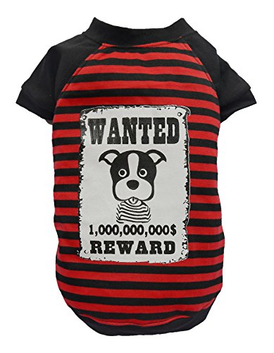 Doggy Dolly T518 Hundeshirt Wanted, rot/schwarz, Größe : S von Doggydolly