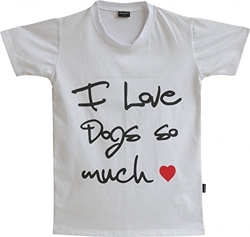 Doggy Dolly TH001 T-Shirt, I Love Dogs so Much, S, weiß von Doggydolly