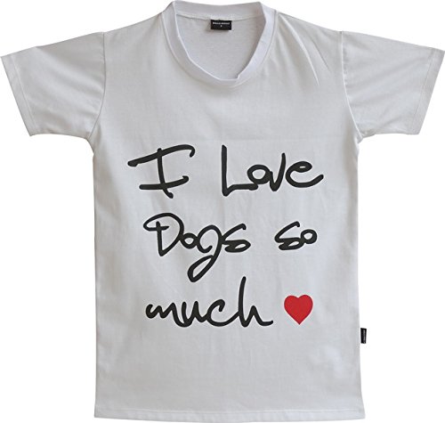 Doggy Dolly TH001 T-Shirt, I Love Dogs so Much, XL, weiß von Doggydolly