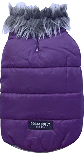 Doggy Dolly W167 Hundejacke mit Kunstfell Kragen, violett, Größe : XXS von Doggydolly