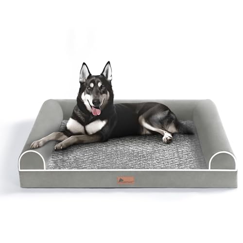 Doggyhut Orthopädisches Hundebett Ergonomisches Hundesofa Hundecouch mit Noppenschaumstoff Memory Matratze für Größen Aller Rassen, waschbar rutschfest (Grau, L:91x68cm) von Doggyhut