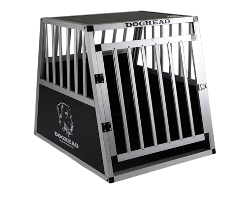 DOGHEAD Hundetransportbox Hundebox Alu Reisebox Transportbox, 70 x 75 x 63 cm, Ecoline, schwarz/Silber von Doghead