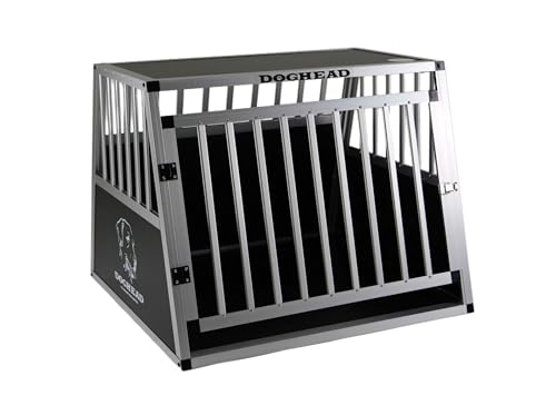 DOGHEAD Hundetransportbox Hundebox Alu Reisebox Transportbox, 80 x 75 x 63 cm, Ecoline, schwarz/Silber von Doghead
