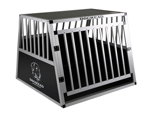 DOGHEAD Hundetransportbox Hundebox Alu Reisebox Transportbox, 80 x 80 x 63 cm, Ecoline, schwarz/Silber von Doghead