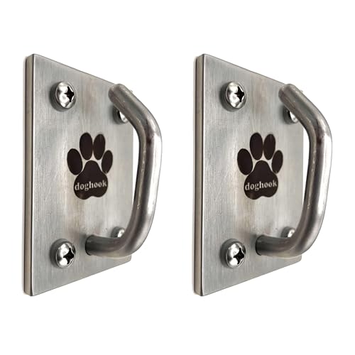 Canine Hitch sichere Hundehaken zum anleinen, für den Innen- und Außenbereich, Wandhaken aus Edelstahl, praktische Leinenführung für Privat und Geschäftlich, hochfest, 2er-Pack von Doghook