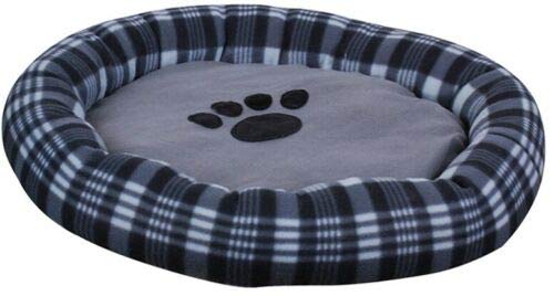 Großes rundes Plüsch-Hundebett mit Schottenmuster, 62 cm, Blau / Braun / Schwarz (Blau) von Dogi
