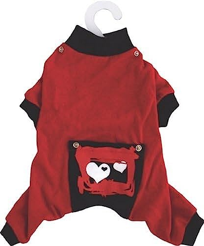 Dogit Style Hunde-Pyjama mit Herzmuster, Größe S, Rot von Dogit
