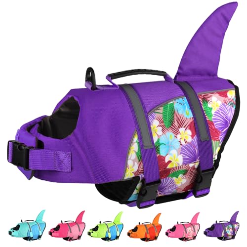 Doglay Hundeschwimmweste, Ripstop-Hundeschwimmweste mit niedlichem Hai, mit überlegenem Auftrieb und Rettungsgriff, verstellbare Hundeschwimmwesten zum Schwimmen, Bootfahren, Haustier-Schwimmweste für Doglay Hundeschwimmweste, Ripstop-Hundeschwimmweste mit niedlichem Hai, mit überlegenem Auftrieb und Rettungsgriff, verstellbare Hundeschwimmwesten zum Schwimmen, Bootfahren, Haustier-Schwimmweste für von Doglay