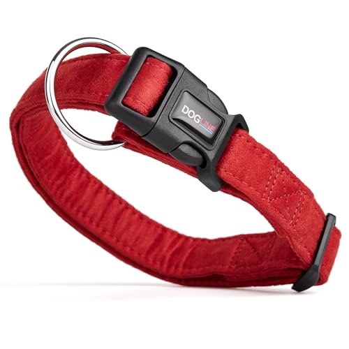 Dogline Comfort Flaches Mikrofaser-Halsband für Hunde, (B 1,9 cm, L 33-53,3 cm), Rot von Dogline