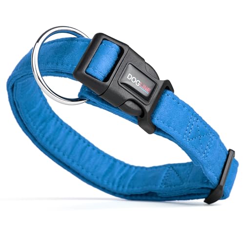 Dogline Comfort Mikrofaser-Halsband für Hunde (B 2,5 cm L 38,1 cm - 63,5 cm), Blau von Dogline