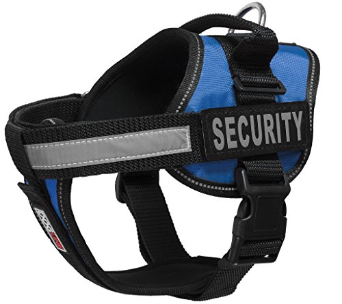 Dogline Hundegeschirr mit 2 abnehmbaren Sicherheits-Patches, Größe M/55,9 cm bis 76,2 cm, Blau von Dogline