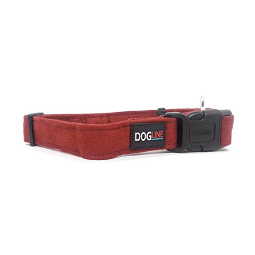 Dogline Comfort Flaches Mikrofaser-Halsband für Hunde, (B 1,9 cm, L 33-53,3 cm), Rot von Dogline