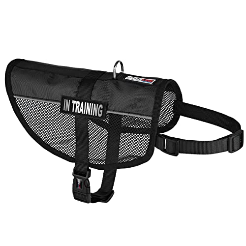 Dogline MaxAire Netzweste für Hunde, 76,2-96,5 cm, 2 abnehmbare Trainingsflicken für Hunde, Größe XL, Schwarz von Dogline