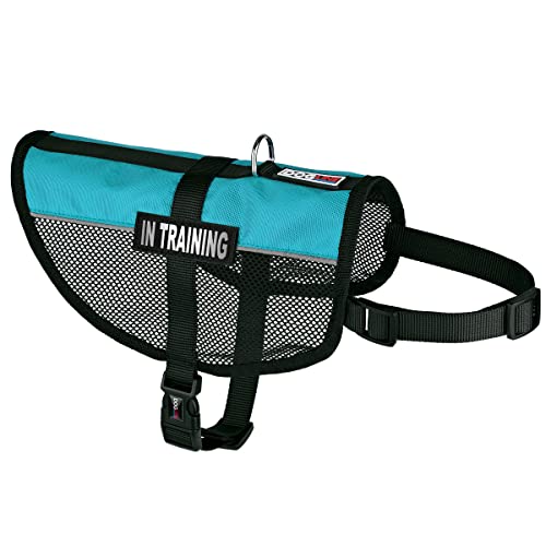 Dogline MaxAire Netzweste für Hunde, 76,2 cm - 96,5 cm, 2 abnehmbare Trainingsflicken, Größe XL, Türkis von Dogline