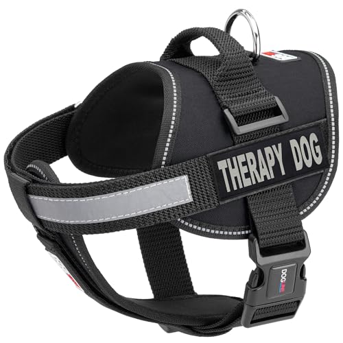 Dogline Hundegeschirr und 2 abnehmbare Therapie-Flicken, Größe L / 71,1 cm bis 96,5 cm, Schwarz Dogline Hundegeschirr und 2 abnehmbare Therapie-Flicken, Größe L / 71,1 cm bis 96,5 cm, Schwarz von Dogline