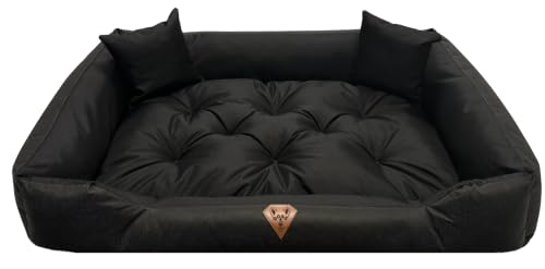 Dogs 4 Life Hundebett XXL | Hundebett große Hunde | Hundebett mittelgroße Hunde | Hundebett kleine Hunde | Hundekissen | Outdoor Hundebett | Orthopädisch (L, Schwarz) von Dogs 4 Life