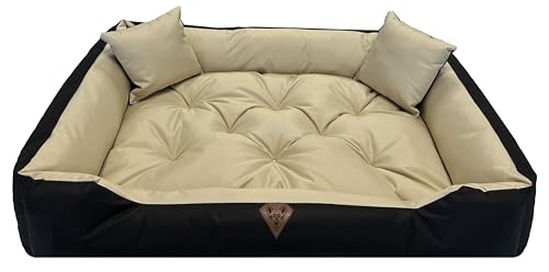 Dogs 4 Life Hundebett XXL | Hundebett große Hunde | Hundebett mittelgroße Hunde | Hundebett kleine Hunde | Hundekissen | Outdoor Hundebett | Orthopädisch (S, Beige) von Dogs 4 Life