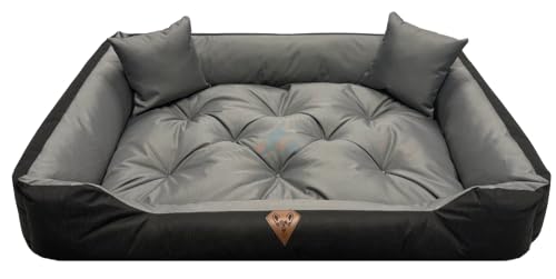 Dogs 4 Life Hundebett XXL | Hundebett große Hunde | Hundebett mittelgroße Hunde | Hundebett kleine Hunde | Hundekissen | Outdoor Hundebett | Orthopädisch (S, Grau) von Dogs 4 Life