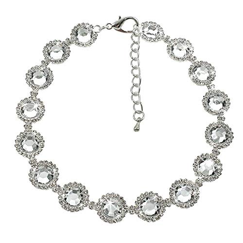 Dogs Kingdom Halsband für Hunde und Katzen, Kristall, glitzernde Strasssteine, Party-Prinzessinnen-Halskette, verstellbar, Weiß, Größe S: 20,3–25,4 cm Halsumfang von Dogs Kingdom