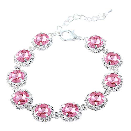 Dogs Kingdom Halsband für Hunde und Katzen, Kristall, glitzernde Strasssteine, Party-Prinzessinnen-Halskette, verstellbar, Zubehör, Rosa, L: 30,5–35,6 cm Halsumfang von Dogs Kingdom