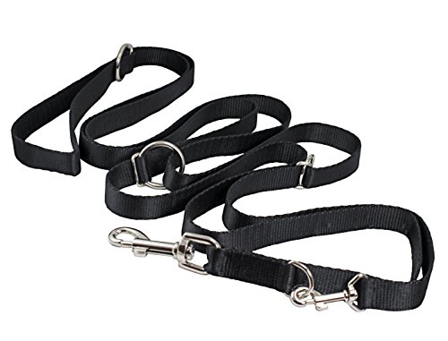 3/4 Wide 6 Way European Multi-functional Nylon Dog Leash, Adjustable Lead 5.5-10' Long (Black) by Dogs My Love von Dogs My Love
