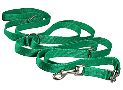 3/4 Wide 6 Way European Multi-functional Nylon Dog Leash, Adjustable Lead 5.5-10' Long (Green) by Dogs My Love von Dogs My Love