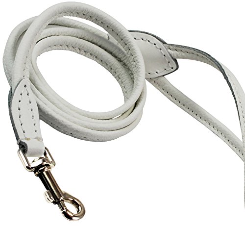 Hunde My Love 4 ft Lang, rund, echtes Gerolltes Leder Hund Leine Weiß, weiß Hunde My Love 4 ft Lang, rund, echtes Gerolltes Leder Hund Leine Weiß, weiß von Dogs My Love