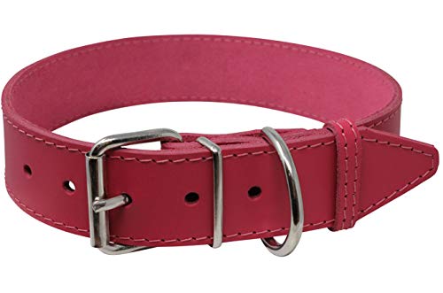 Hundehalsband, Echtleder, Pink, 7 Größen (Halsumfang 48,3 - 57,1 cm, Breite 3,8 cm) von Dogs My Love