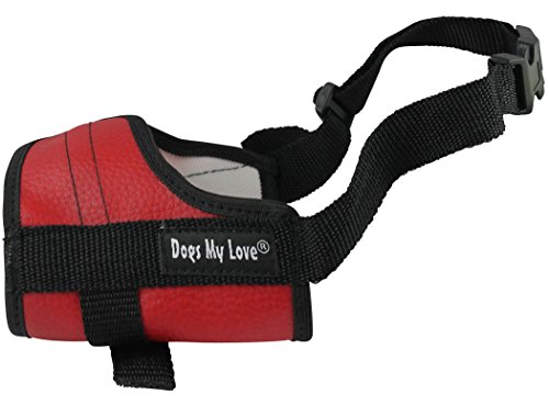 Maulkorb für Hunde, verstellbar, 6 Größen, Rot (XXS: 11,4 - 16,5 cm Schnauzenumfang) von Dogs My Love