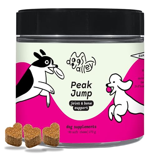 Dogs Valley Vitamine für Hunde Peak Jump - 90Stk Hundeleckerlis für Mobilität & Gelenkgesundheit - Glucosamin, MSM, Chondroitinsulfat, Rinderkollagen, Lebergeschmack - Ideal für Aktive & Senioren von Dogs Valley