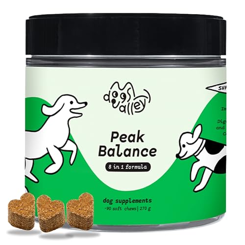 Dogs Valley Vitamine für Hunde Peak Balance 90 Stück - Nahrungsergänzungsmittel Hund Getreidesfrei - Gesunde Hundesnacks mit Nährstoffen - Gelenk, Verdauungs & Immunsystem-Unterstützung von Dogs Valley