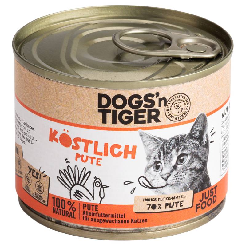 Dogs'n Tiger Adult Cat 6 x 200 g - Köstlich Pute von Dogs'n Tiger