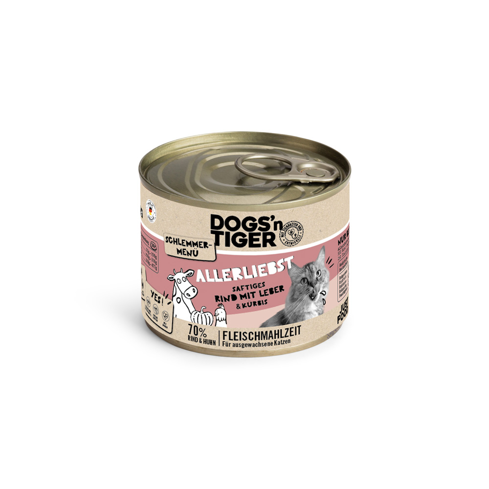 Dogs'n Tiger Schlemmermenü 6 x 200 g - Rind mit Leber von Dogs'n Tiger