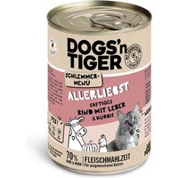 Dogs'n Tiger Schlemmermenü 6 x 400 g - Rind mit Leber von Dogs'n Tiger