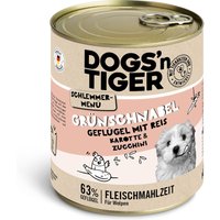 Dogs'n Tiger Schlemmermenü für Hunde 6 x 800 g - Geflügel mit Naturreis, Karotten und Zucchini (Junior) von Dogs'n Tiger